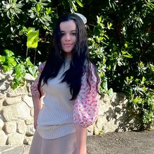 Ribbed Shirt with Chiffon Sleeves